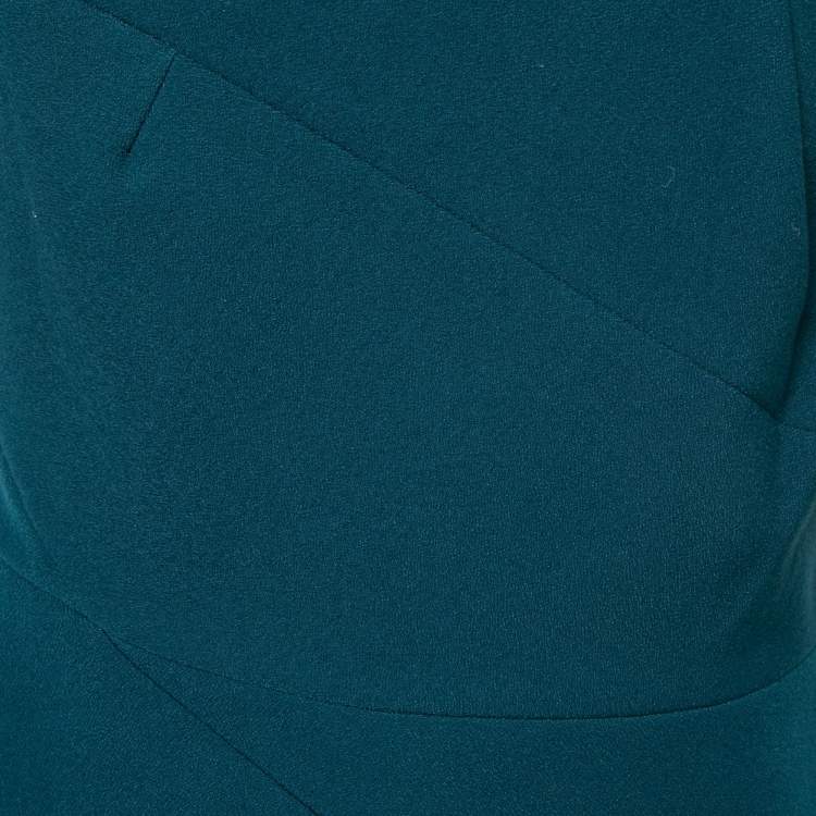 Pre Owned Roland Mouret Teal Blue Crepe Florence Top L