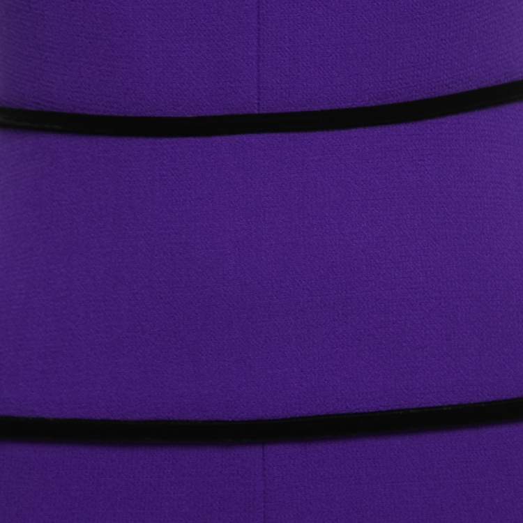 Pre Owned Roland Mouret Purple Crepe & Lace Deep Neck Dalmon Gown S