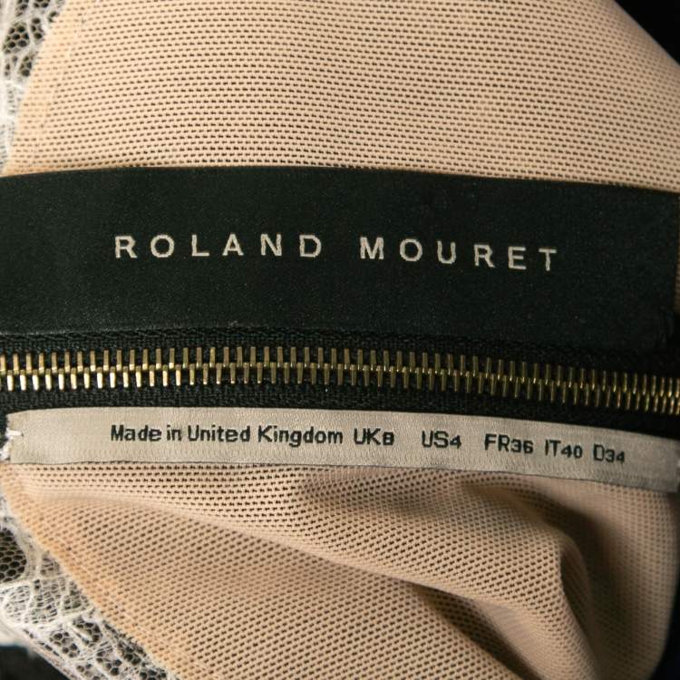 Pre Owned Roland Mouret Purple Crepe & Lace Deep Neck Dalmon Gown S