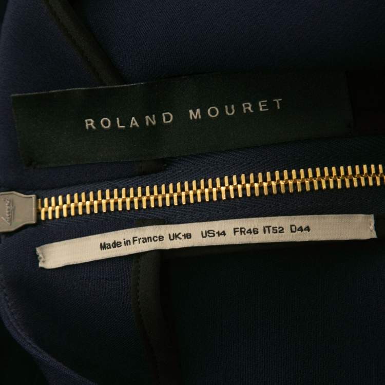 Pre Owned Roland Mouret Navy Blue Crepe Asymmetric Bitzer Midi Dress XL
