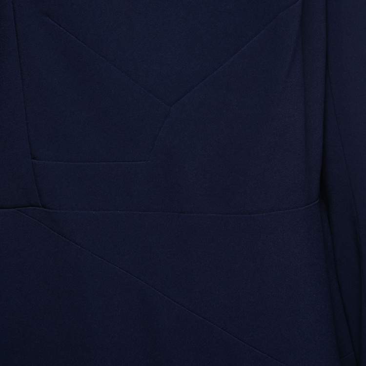 Pre Owned Roland Mouret Navy Blue Crepe Asymmetric Bitzer Midi Dress XL