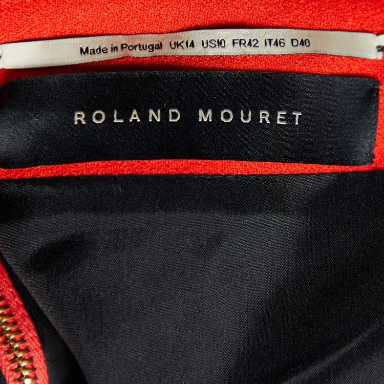 Pre Owned Roland Mouret Red Crepe Ardon Midi Dress L