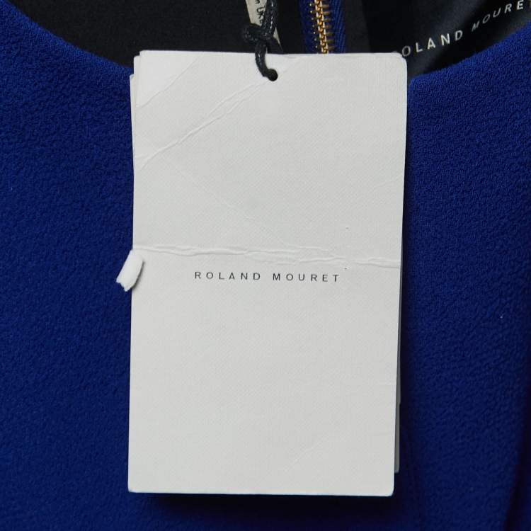 Pre Owned Roland Mouret Royal Blue Crepe Honeycomb Mesh Midi Dress S