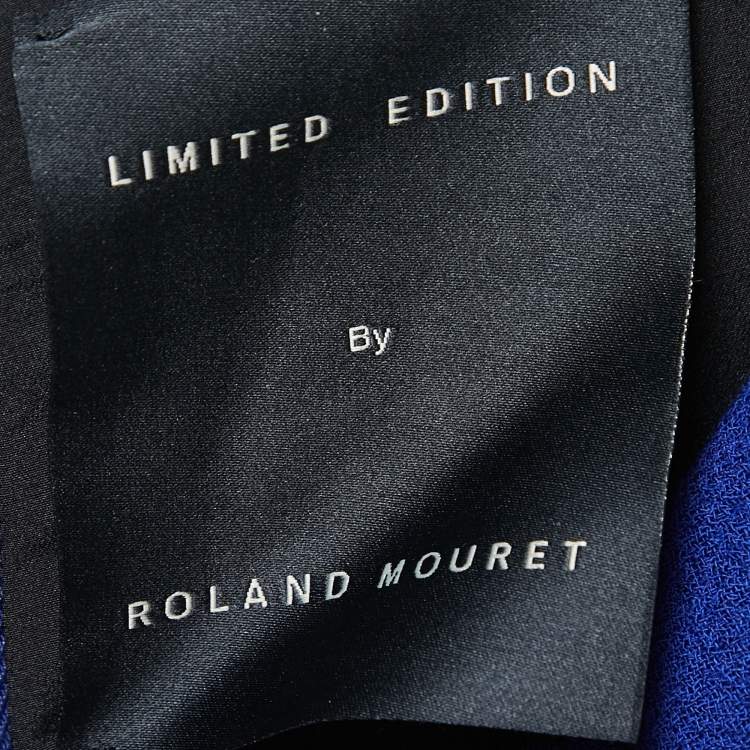 Pre Owned Roland Mouret Royal Blue Crepe Honeycomb Mesh Midi Dress S