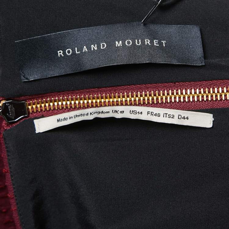 Pre Owned Roland Mouret Burgundy Jacquard Knit Axele Midi Dress XL
