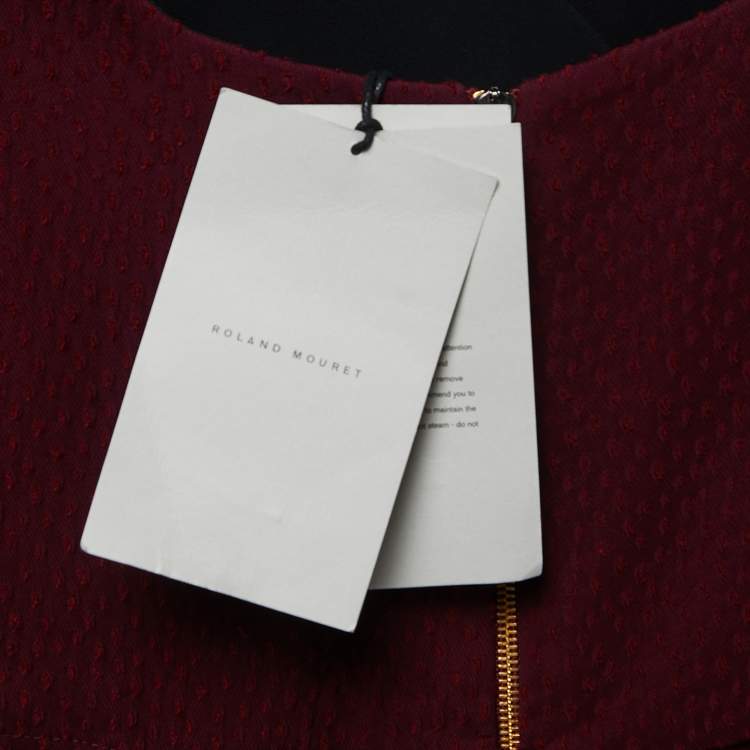 Pre Owned Roland Mouret Burgundy Jacquard Knit Axele Midi Dress XL
