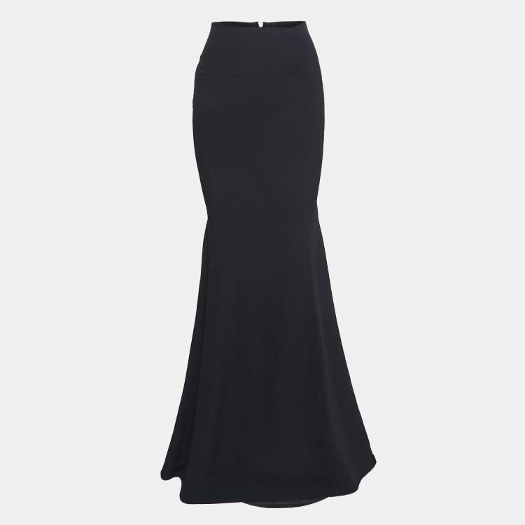 Pre Owned Roland Mouret Black Crepe Aries Mermaid Style Maxi Skirt S