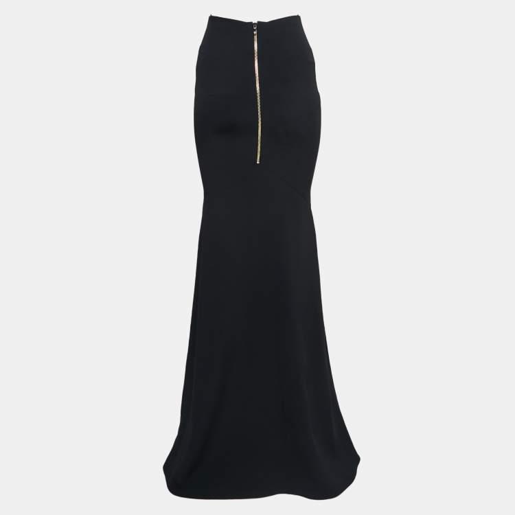 Pre Owned Roland Mouret Black Crepe Aries Mermaid Style Maxi Skirt S