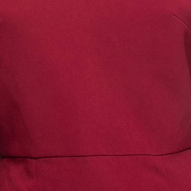 Pre Owned Roland Mouret Burgundy Crepe Ruffle Sleeve Slit Detail Cheveley Gown M