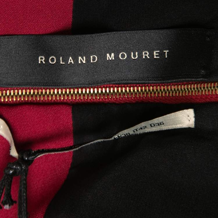 Pre Owned Roland Mouret Burgundy Crepe Ruffle Sleeve Slit Detail Cheveley Gown M