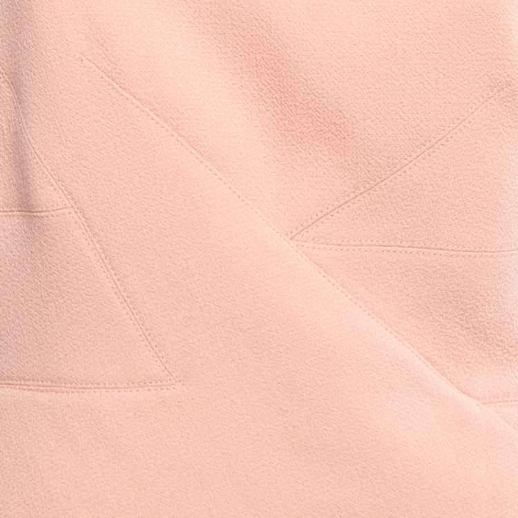 Pre Owned Roland Mouret Pastel Rose Wool Crepe On Shoulder Midi Dress L