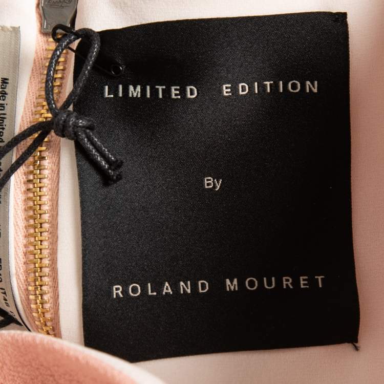 Pre Owned Roland Mouret Pastel Rose Wool Crepe On Shoulder Midi Dress L