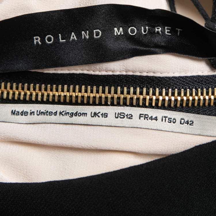 Pre Owned Roland Mouret Black Boucle Lace & Silk One Shoulder Kildare Gown L
