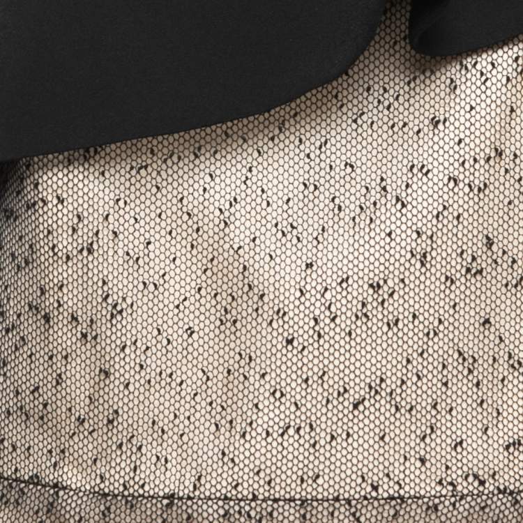 Pre Owned Roland Mouret Black Boucle Lace & Silk One Shoulder Kildare Gown L
