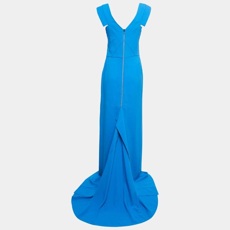 Pre Owned Roland Mouret Blue Crepe Salters Gown XL
