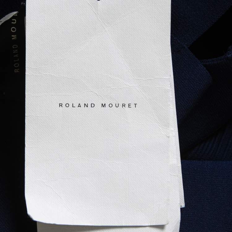 Pre Owned Roland Mouret Navy Blue Knit Cut-Out Detail Off-Shoulder Crop Top L