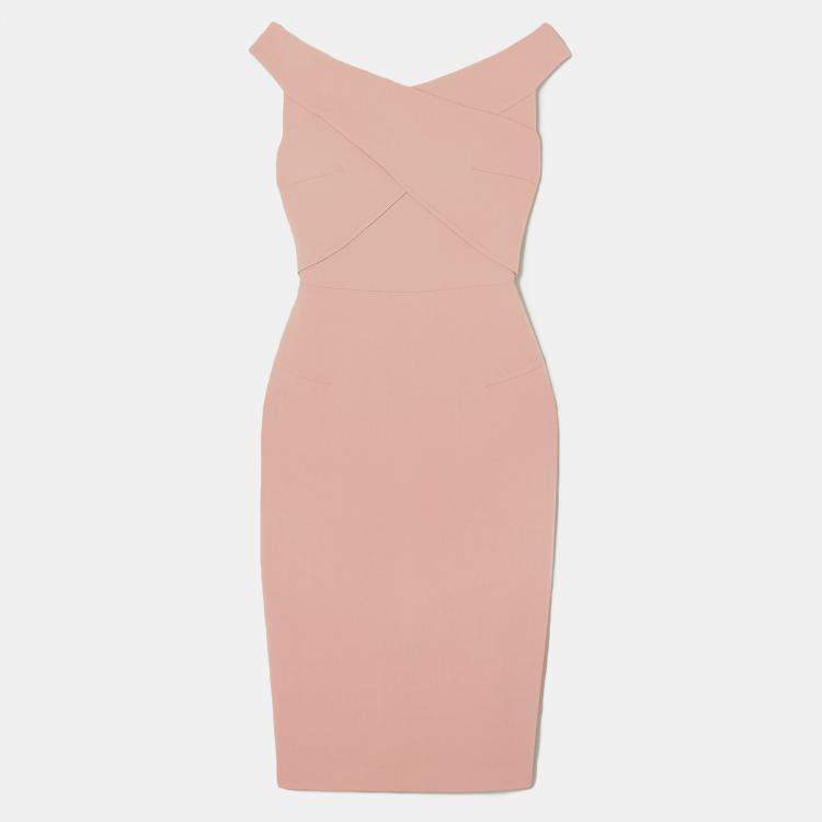 Pre Owned Roland Mouret Pink Wool Midi Dress  XL (UK 14)