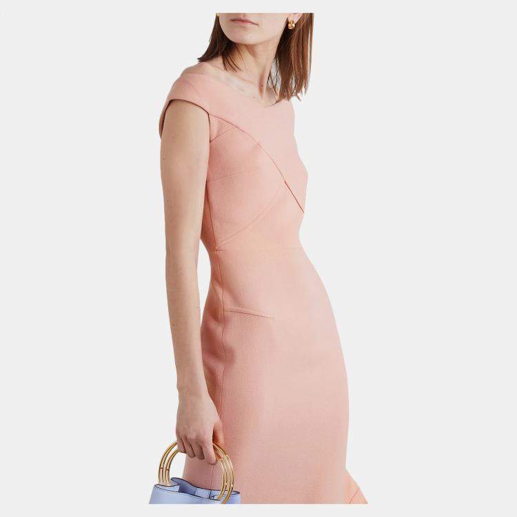 Pre Owned Roland Mouret Pink Wool Midi Dress  XL (UK 14)