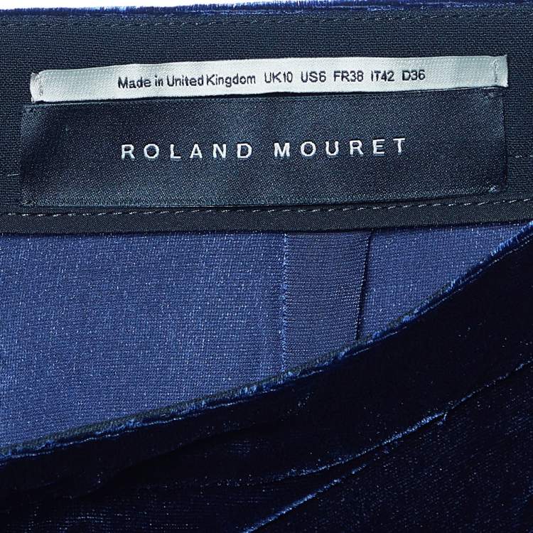 Pre Owned Roland Mouret Navy Blue Velvet Haxby Midi Skirt M