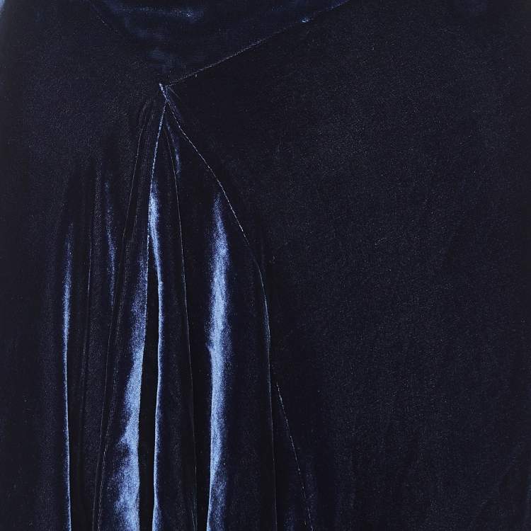 Pre Owned Roland Mouret Navy Blue Velvet Haxby Midi Skirt M