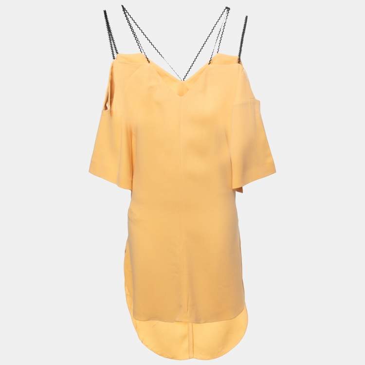 Pre Owned Roland Mouret Orange Peach Tie Up Waist Short Dress M