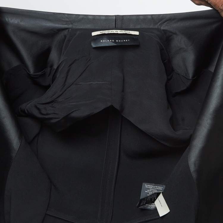 Pre Owned Roland Mouret Black Crepe Open Front Jacket M