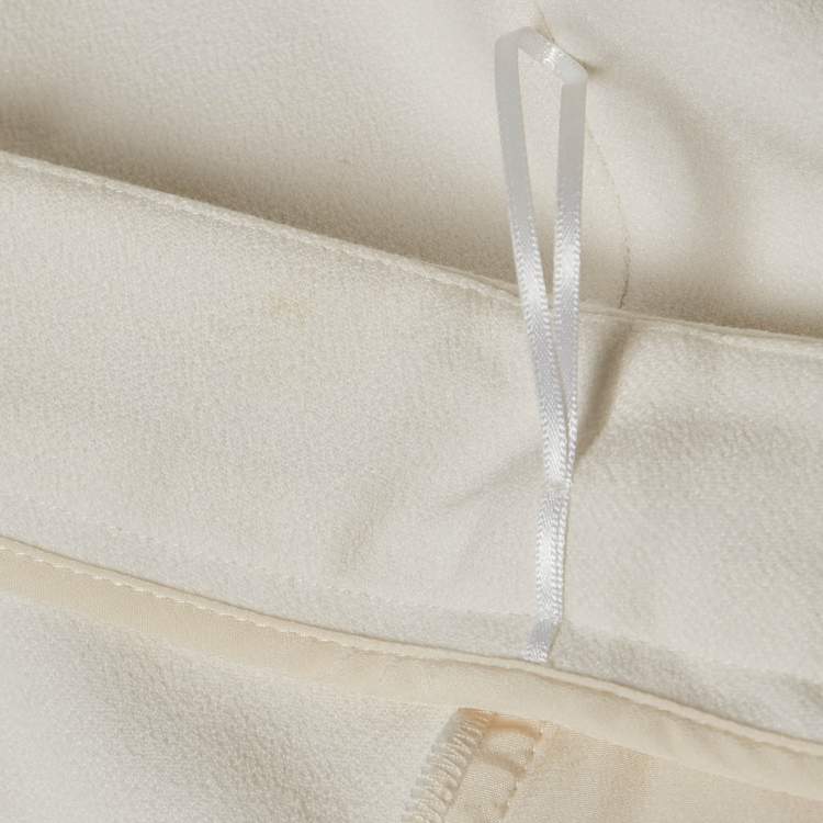 Pre Owned Roland Mouret X Net a Porter Off-White Crepe Straight Leg Trousers M