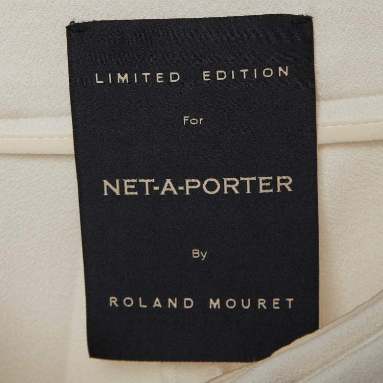 Pre Owned Roland Mouret X Net a Porter Off-White Crepe Straight Leg Trousers M