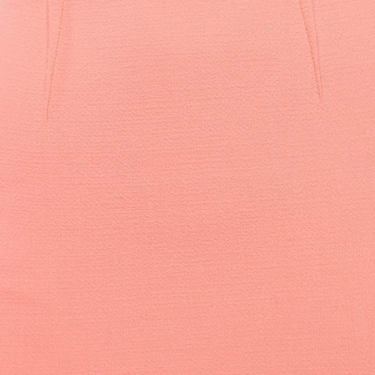 Pre Owned Roland Mouret Orange Gauze Wool Pencil Skirt S