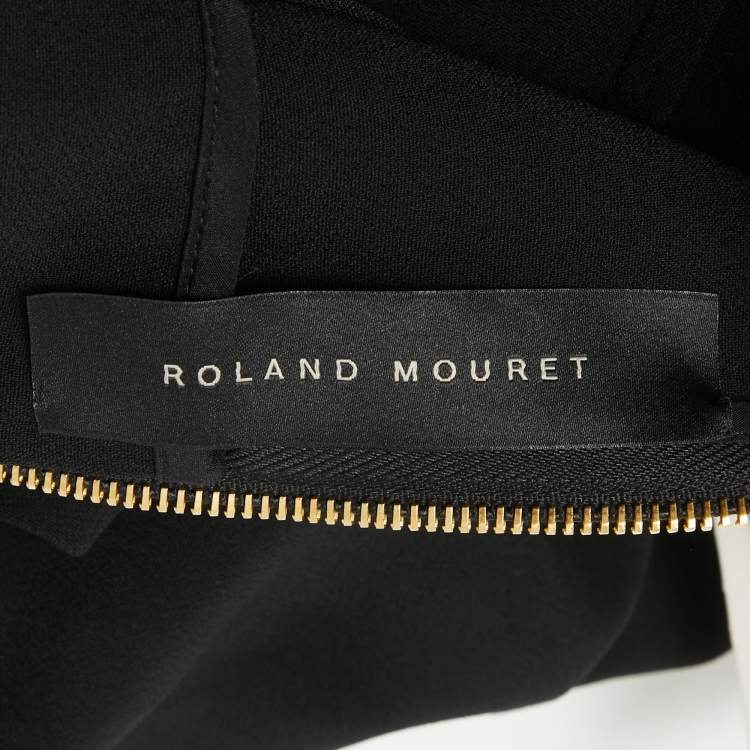 Pre Owned Roland Mouret Black Stretch Crepe Embroidered Lace Trim Gown M