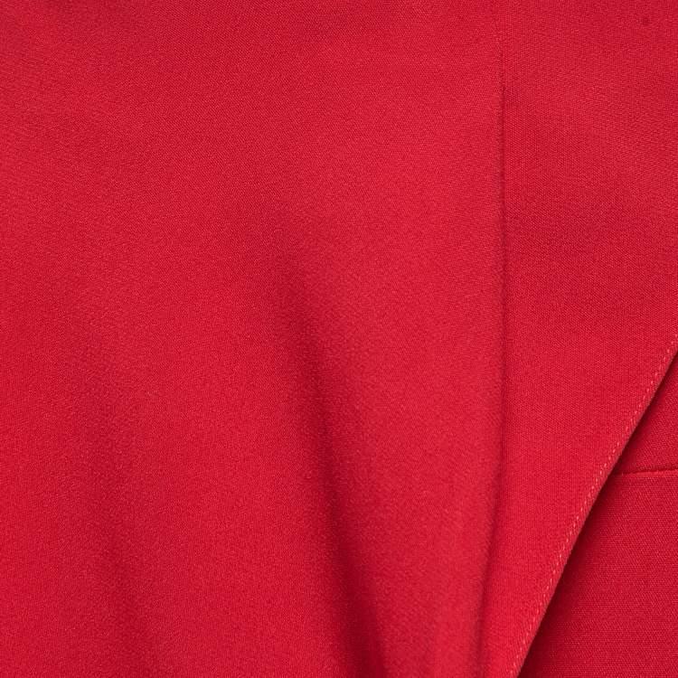 Pre Owned Roland Mouret Red Crepe Draped Wide-Leg Trousers L