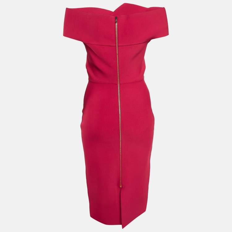 Pre Owned Roland Mouret Pink Jersey Off-Shoulder Bodycon Dress M