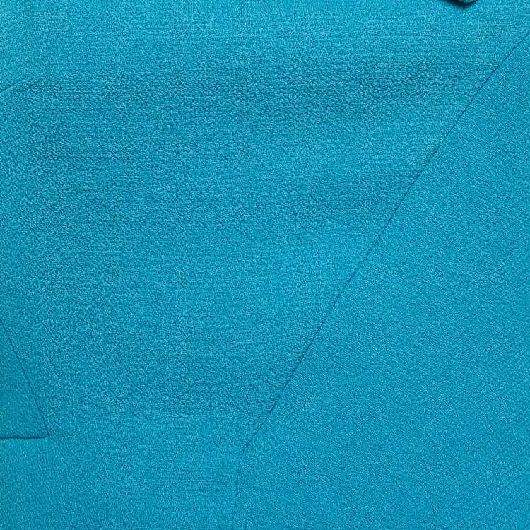 Pre Owned Roland Mouret Blue Wool Off-Shoulder Short Dress M