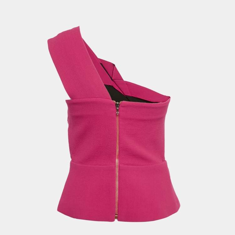 Pre Owned Roland Mouret Pink Wool One-Shoulder Top M