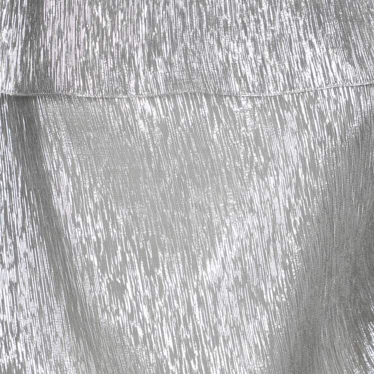 Pre Owned Roland Mouret x Net-a-Porter Silver Silk One Strap Top XXL