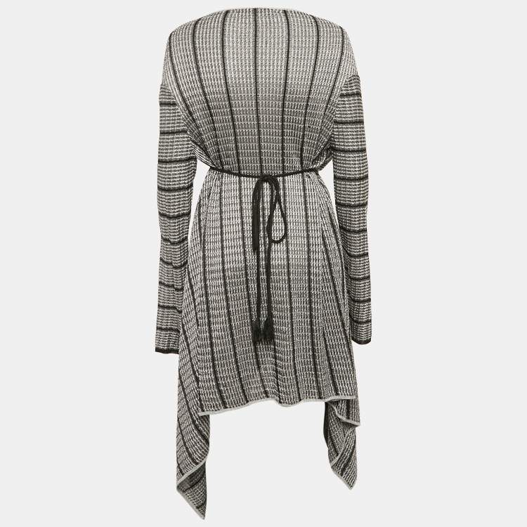 Pre Owned Roland Mouret Black/Silver Lurex Knit Asymmetric Cardigan S