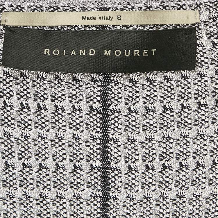 Pre Owned Roland Mouret Black/Silver Lurex Knit Asymmetric Cardigan S