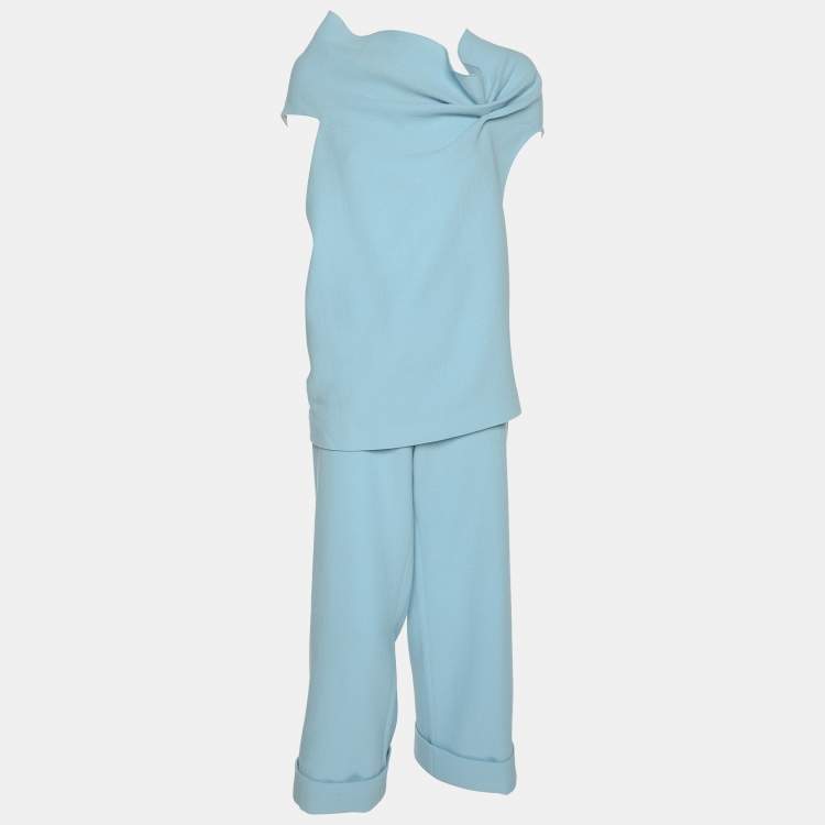 Pre Owned Roland Mouret Light Blue Wool Top and Pants Set M