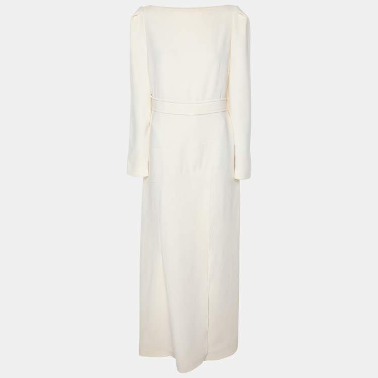 Pre Owned Roland Mouret Cream Crepe Long Sleeve Dress XL