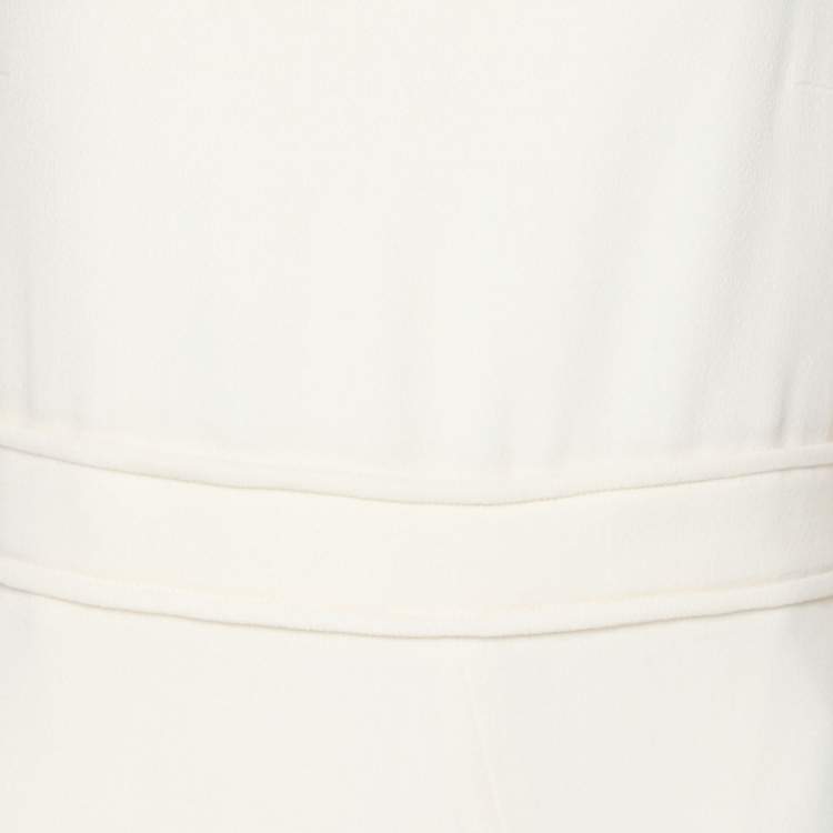 Pre Owned Roland Mouret Cream Crepe Long Sleeve Dress XL