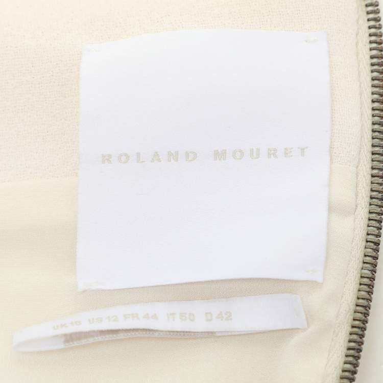 Pre Owned Roland Mouret Cream Crepe Long Sleeve Dress XL