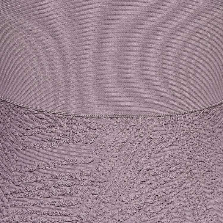 Pre Owned Roland Mouret Purple Textured Knit Sleeveless Bodycon Dress M