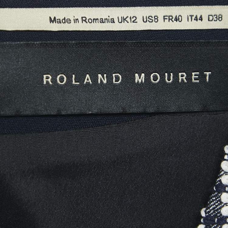 Pre Owned Roland Mouret Blue Chaney Checks Cotton Midi Dress M