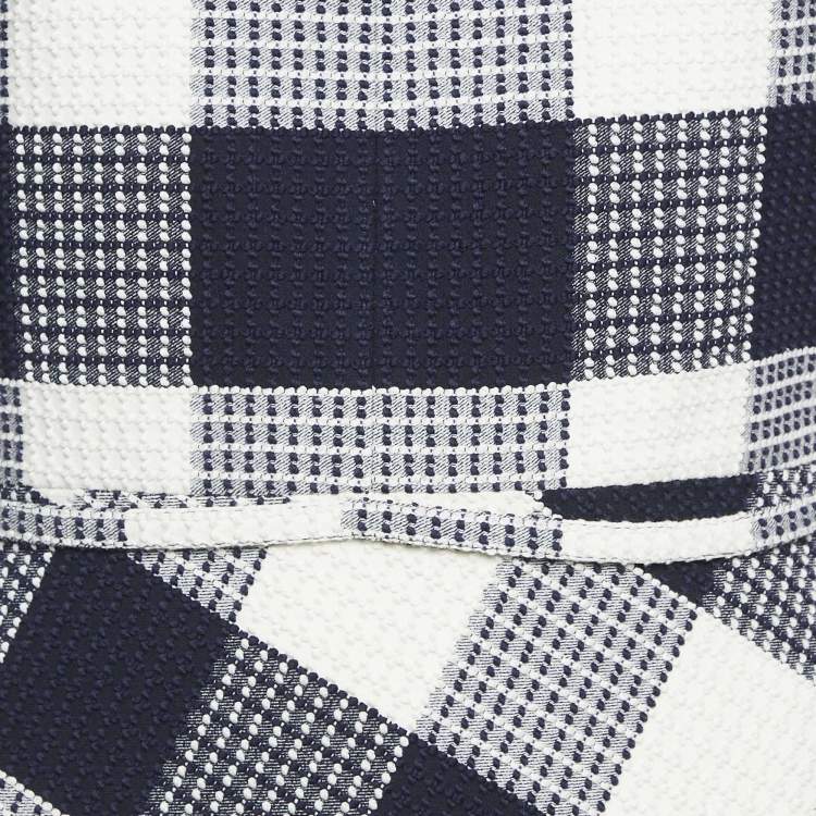Pre Owned Roland Mouret Blue Chaney Checks Cotton Midi Dress M