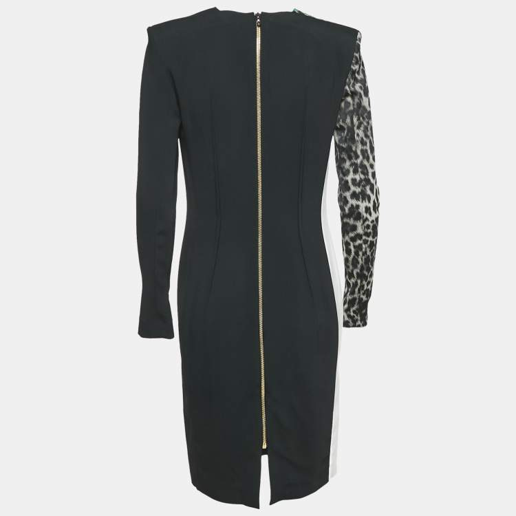 Pre Owned Roland Mouret Black/Green Leopard Print Crepe Sheath Dress M