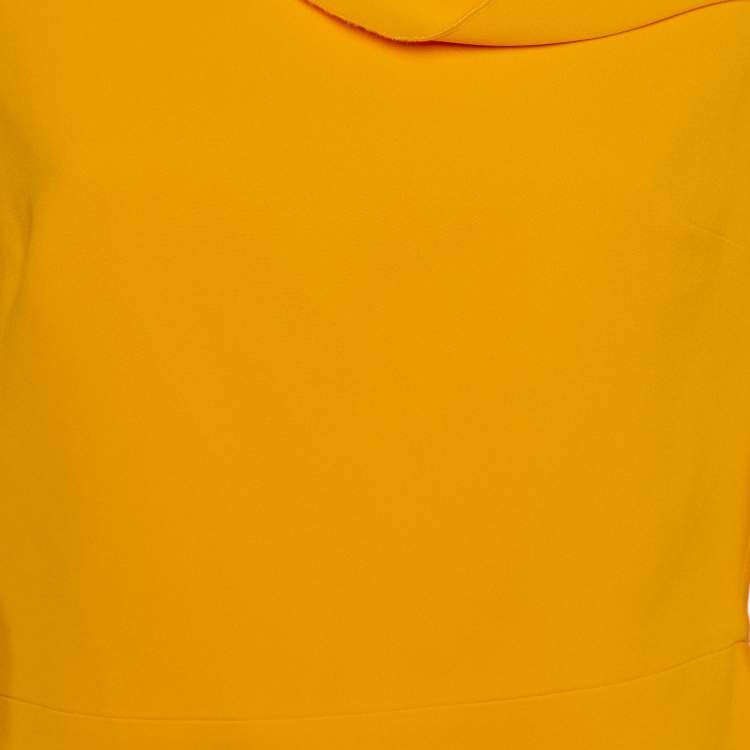 Pre Owned Roland Mouret Yellow Crepe Asymmetric Neck Top L