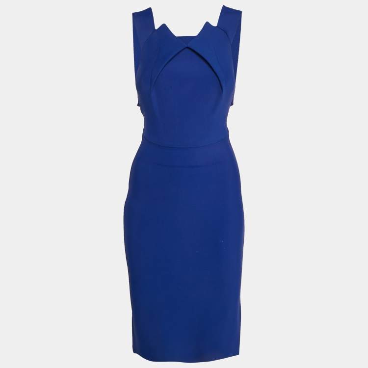 Pre Owned Roland Mouret Royal Blue Knit Sleeveless Bodycon Dress S