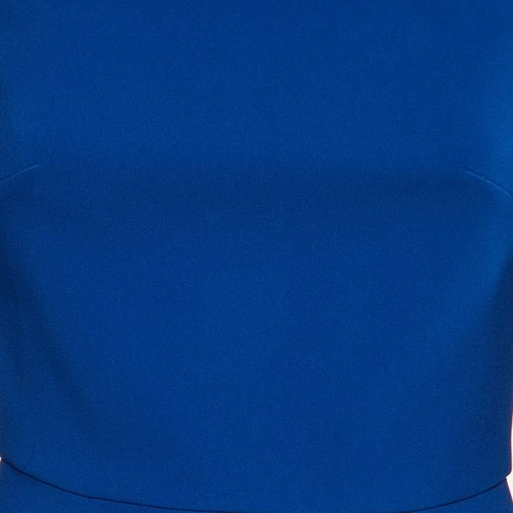 مملوكة مسبقًا Roland Mouret Blue Crepe Off Shoulder Maxi Dress M