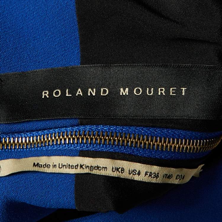 مملوكة مسبقًا Roland Mouret Blue Crepe Off Shoulder Maxi Dress M