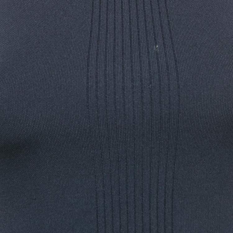 Pre Owned Roland Mouret Navy Blue Rib Knit Asymmetric Top XS